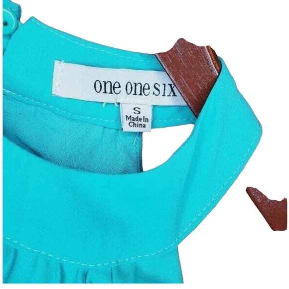 One one Six Summer Halter Dress Pleated Teal and Orange Size small NWT - Picture 5 of 5